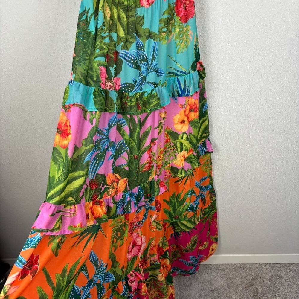 Avara Ivy Floral Tiered Maxi Dress Small Tropical Hawaiian Resort Smocked Back - Picture 5 of 13
